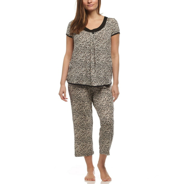 Rene Rofe Women's Sleepwear Capri Pants with Short Sleeve Top Pajama Set